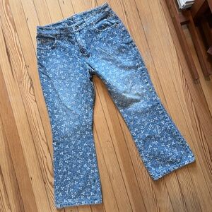 VTG RALPH Ralph Lauren Leaf Print cropped kick flare jeans